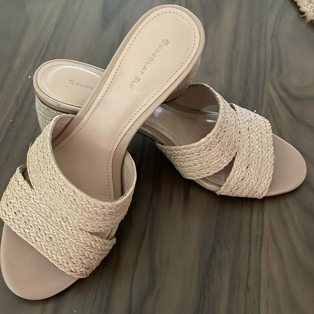 Chocolat Blu Beige Braided Slide Sandals